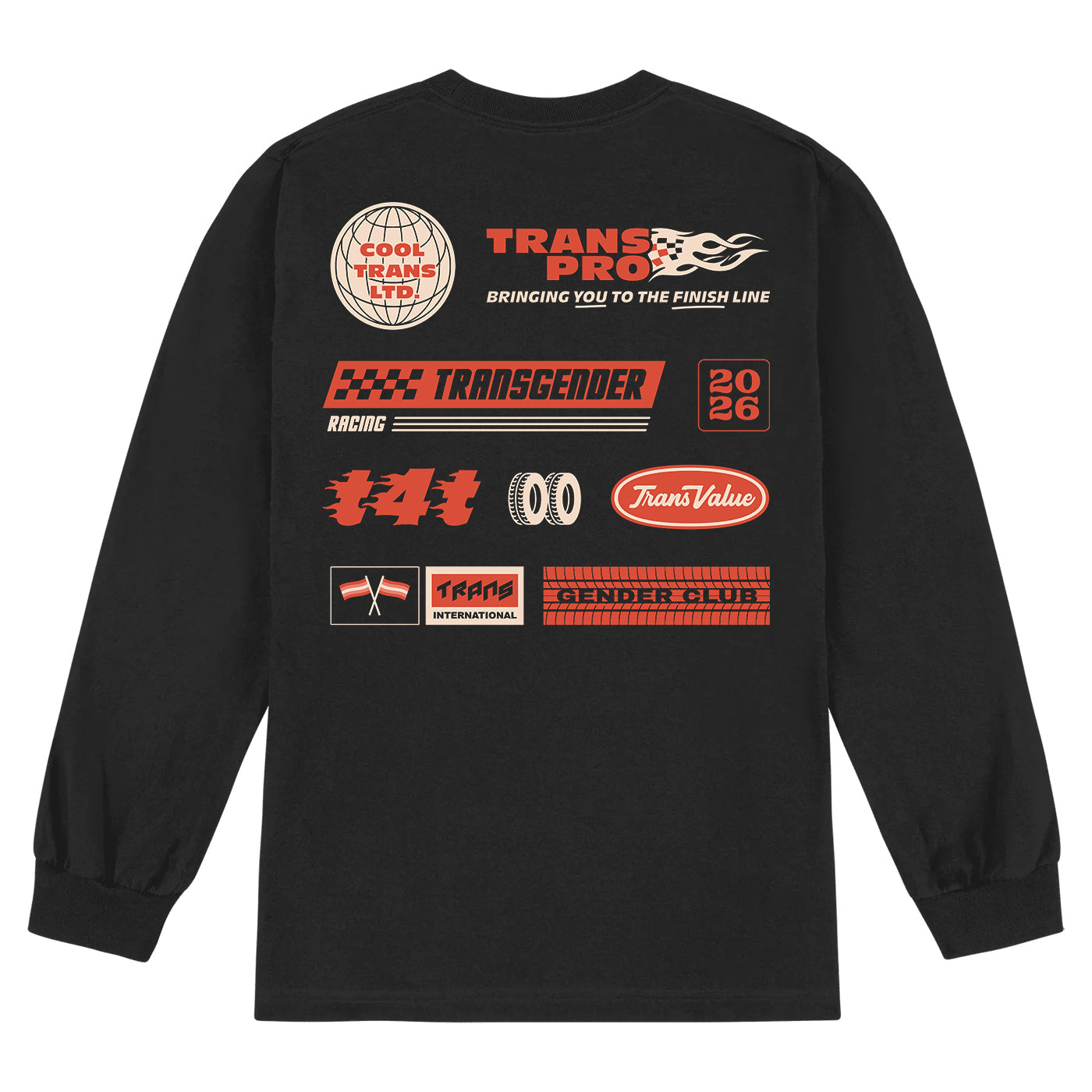 Cool Trans Racing Logos Long Sleeve (Black)